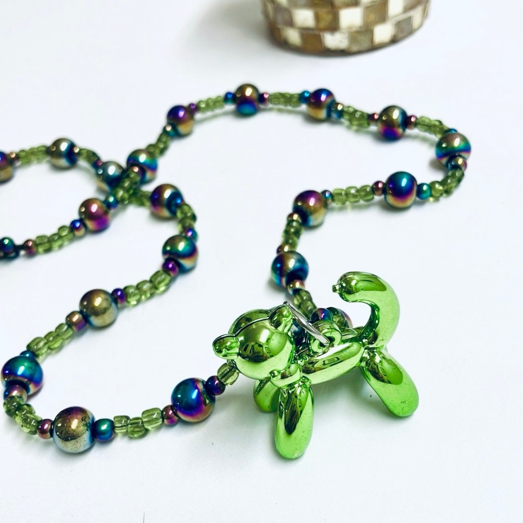 Image of Lime Green Kitty Necklace