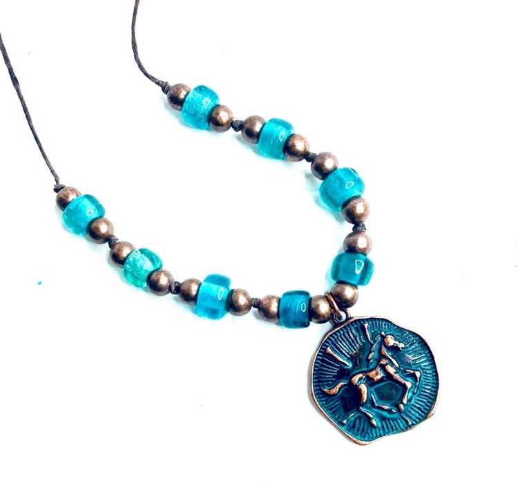 Image of Artisan Cowgirl Horse Coin Necklace by McGlamorous Designs 